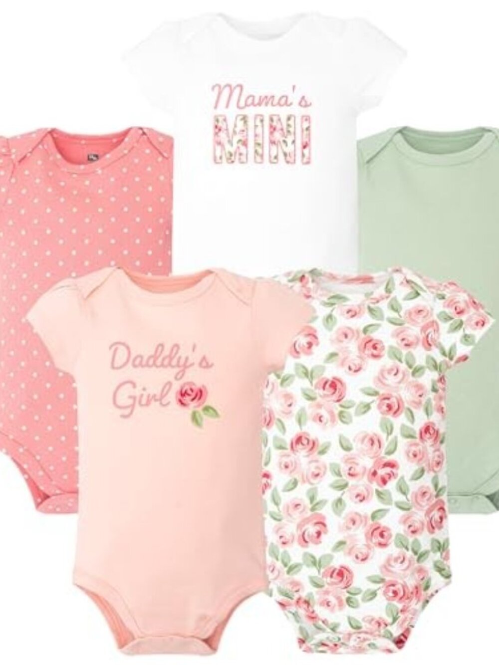 Hudson Baby 5-Pack Floral Bodysuits Mama's Mini Daddy's Girl NWT